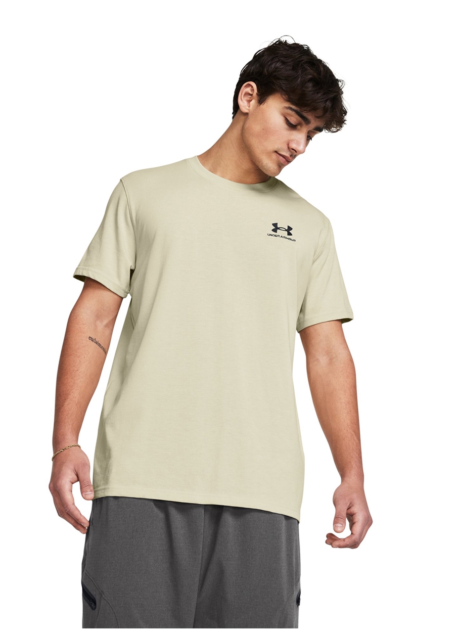 Under Armour 1373997-273 UA M LOGO EMB HEAVYWEIG Bej Erkek Bisiklet Yaka Oversize T-Shirt_1