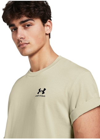 Under Armour 1373997-273 UA M LOGO EMB HEAVYWEIG Bej Erkek Bisiklet Yaka Oversize T-Shirt_2