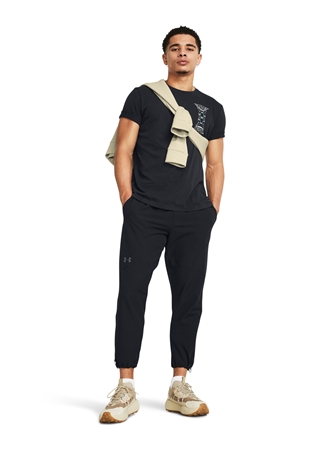 Under Armour 1382833-001 UA Dusk To Dawn Skul SS Siyah Erkek Bisiklet Yaka Oversize T-Shirt_0