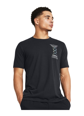 Under Armour 1382833-001 UA Dusk To Dawn Skul SS Siyah Erkek Bisiklet Yaka Oversize T-Shirt_1