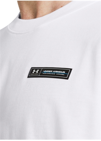 Under Armour 1382831-100 UA HW ARMOUR LABEL SS Beyaz Erkek Bisiklet Yaka Oversize T-Shirt_1