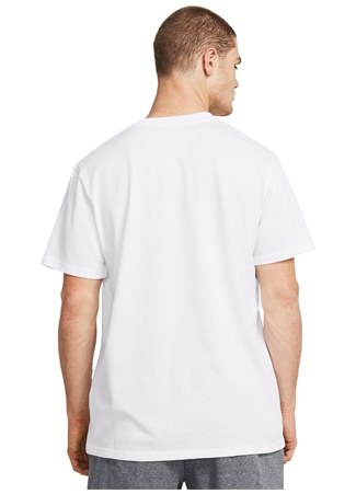 Under Armour 1382831-100 UA HW ARMOUR LABEL SS Beyaz Erkek Bisiklet Yaka Oversize T-Shirt_2