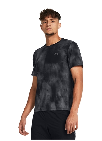 Under Armour 1382615-001 UA LAUNCH ELITE WASH SS Siyah Erkek Bisiklet Yaka Oversize Desenli T-Shirt