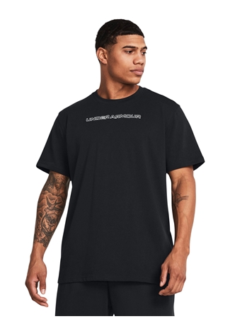 Under Armour 1382903-001 UA HW LOGO OVERLAY EMB Siyah Erkek Bisiklet Yaka Bol Kesim T-Shirt_0