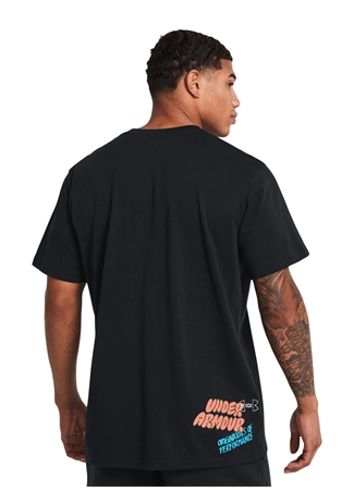 Under Armour 1382903-001 UA HW LOGO OVERLAY EMB Siyah Erkek Bisiklet Yaka Bol Kesim T-Shirt_1