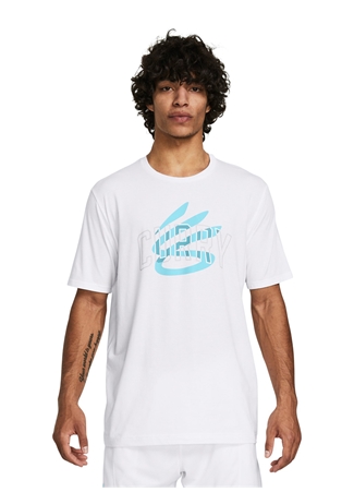 Under Armour 1383382-100 Curry Champ Mindset Tee Beyaz Erkek Bisiklet Yaka Oversize T-Shirt