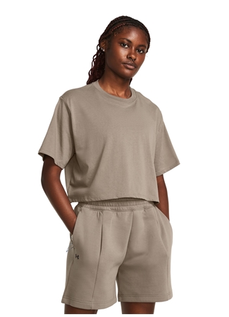 Under Armour 1383644-200 Campus Boxy Crop SS Kahve Kadın Bisiklet Yaka Oversize T-Shirt_0