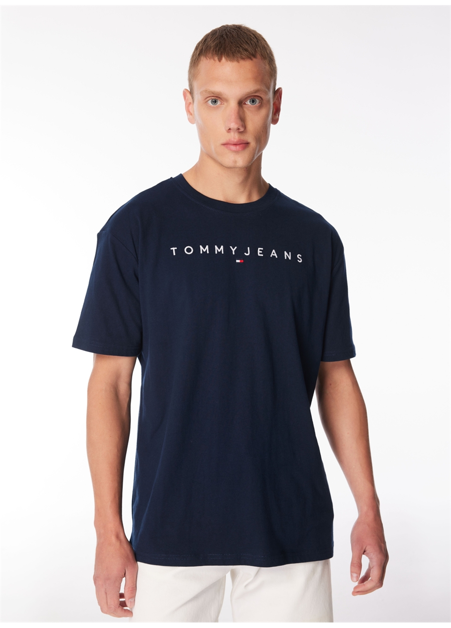 Tommy Jeans Düz Lacivert Erkek T-Shirt DM0DM17993C1G_0