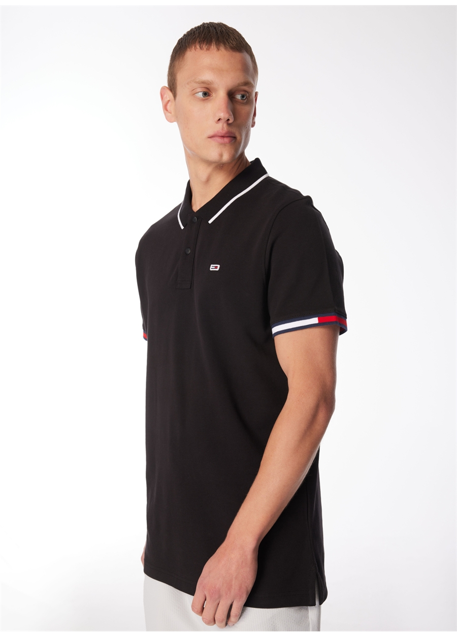 Tommy Jeans Düz Siyah Erkek Polo T-Shirt DM0DM12963BDS_2