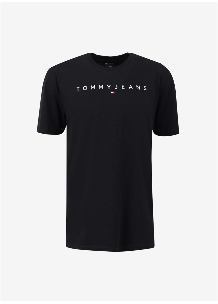 Tommy Jeans Düz Siyah Erkek T-Shirt DM0DM17993BDS_0