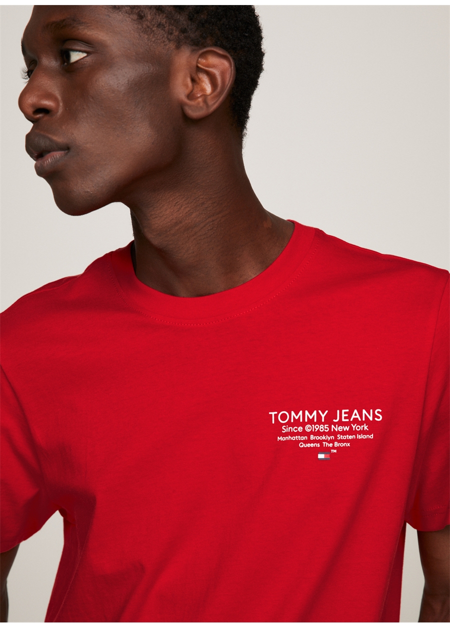 Tommy Jeans Düz Kırmızı Erkek T-Shirt DM0DM18265XNL
