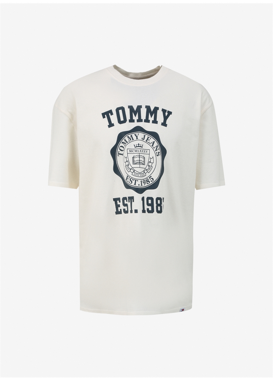 Tommy Jeans Baskılı Beyaz Erkek T-Shirt DM0DM18560YBH_5