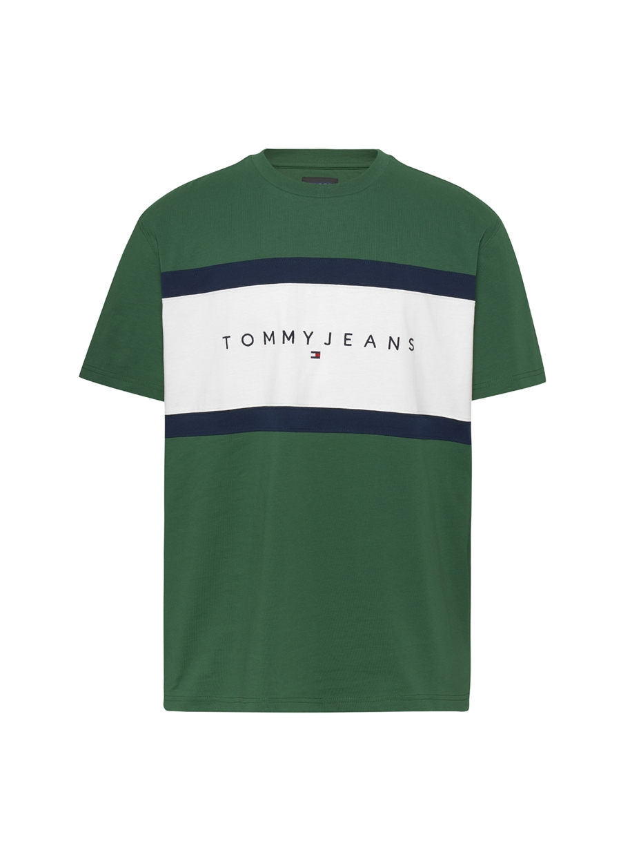 Tommy Jeans Çizgili Yeşil Erkek T-Shirt DM0DM18427L4L