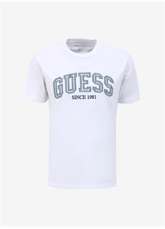 Guess Bisiklet Yaka Düz Beyaz Erkek T-Shirt M4GI62I3Z14G011_SS CN GUESS COLLEGE_0