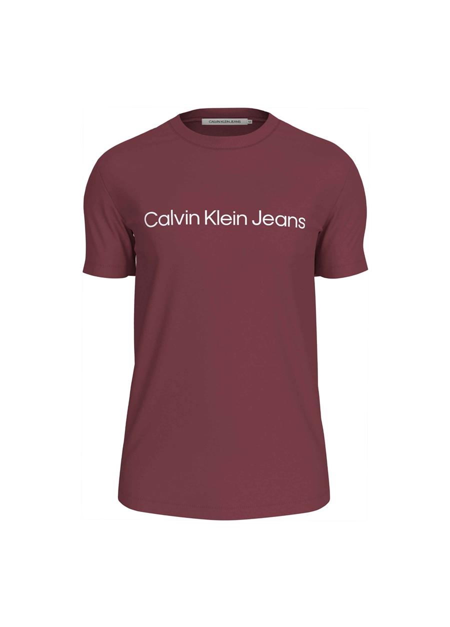 Calvin Klein Jeans Düz Bordo Erkek T-Shirt J30J322344XA0
