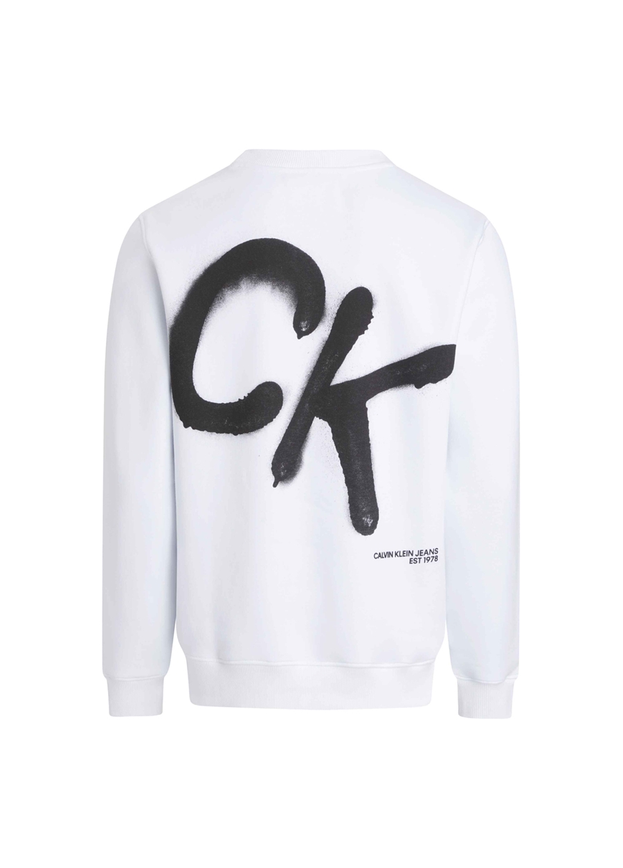 Calvin Klein Jeans Beyaz Erkek Sweatshırt J30J324625YAF_2