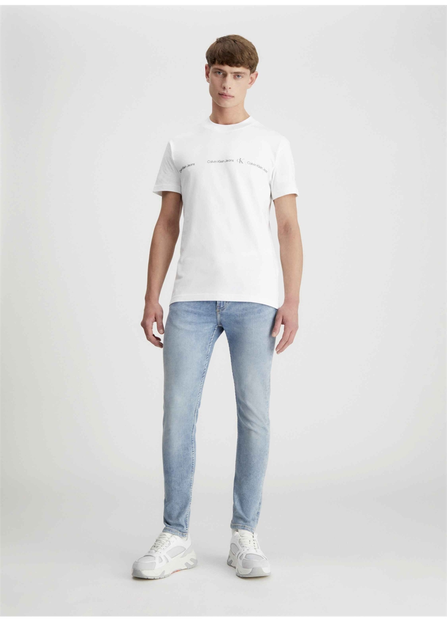 Calvin Klein Jeans Düz Beyaz Erkek T-Shirt J30J324668YAF