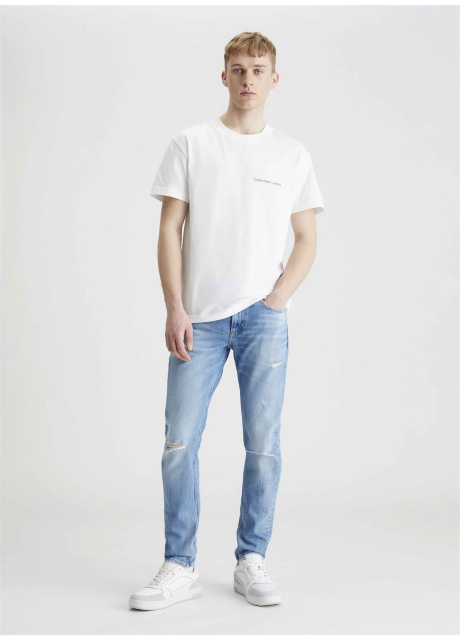 Calvin Klein Jeans Düz Beyaz Erkek T-Shirt J30J324671YAF