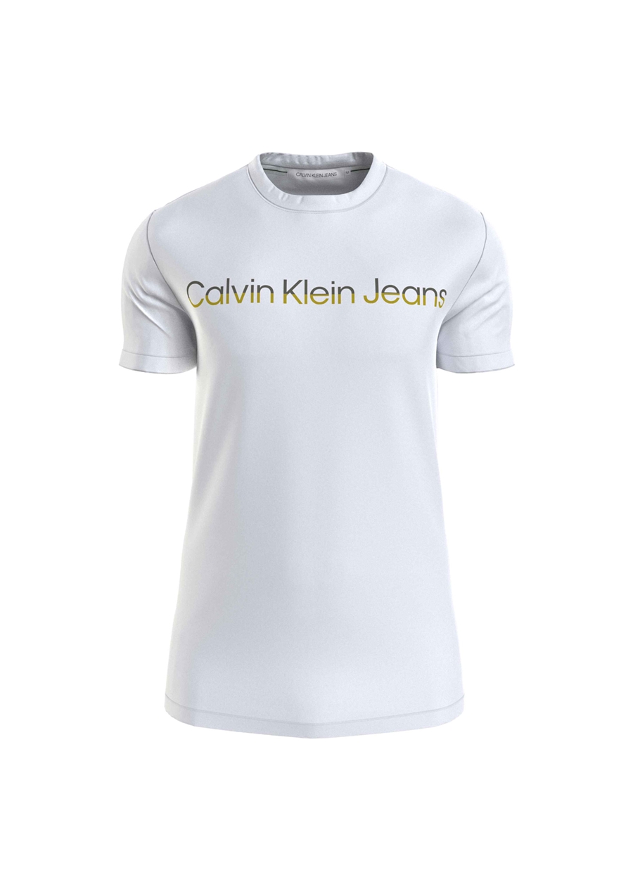 Calvin Klein Jeans Düz Beyaz Erkek T-Shirt J30J324682YAF