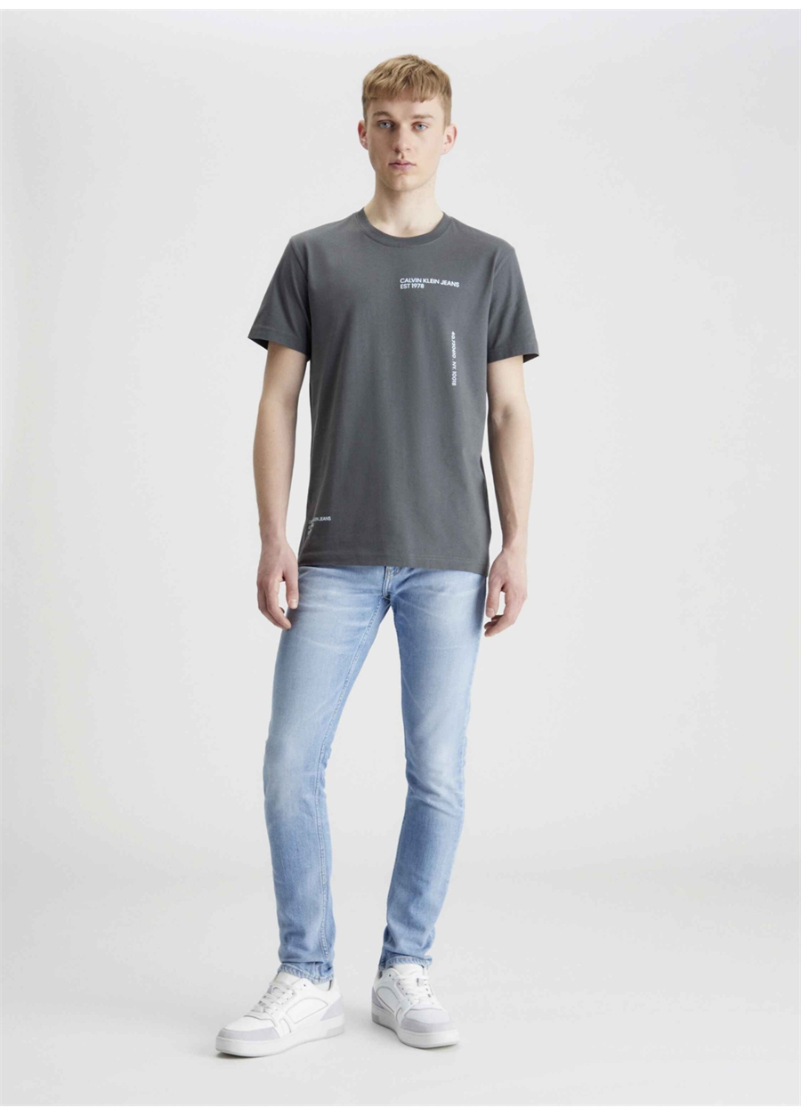 Calvin Klein Jeans Baskılı Koyu Gri Erkek T-Shirt J30J325065PSM
