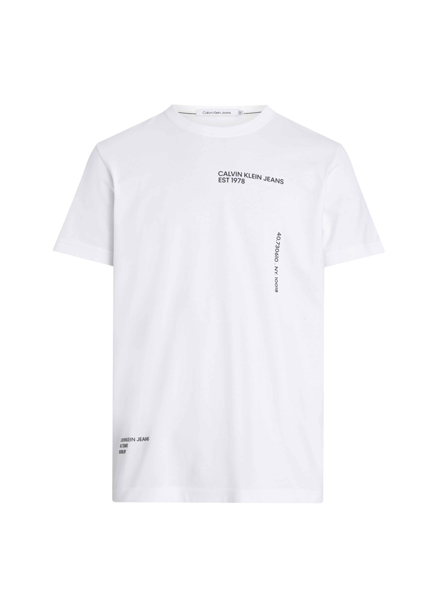Calvin Klein Jeans Baskılı Beyaz Erkek T-Shirt J30J325065YAF