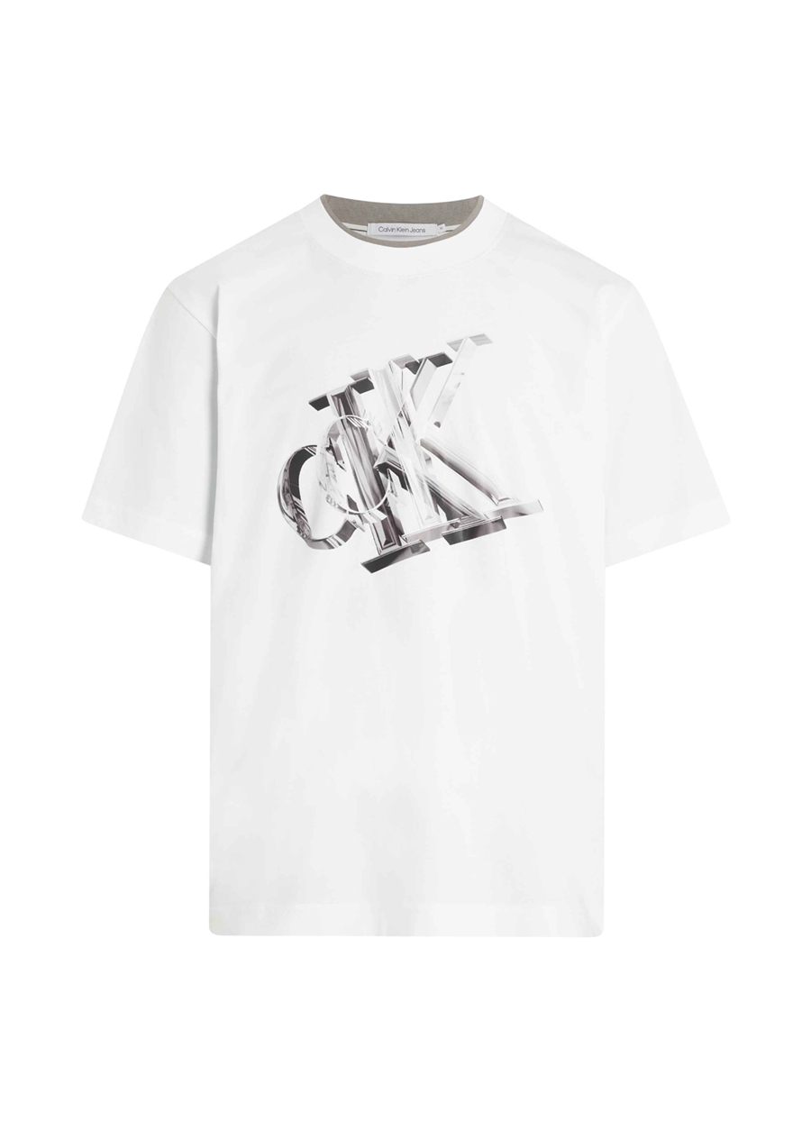 Calvin Klein Jeans Baskılı Beyaz Erkek T-Shirt J30J325201YAF