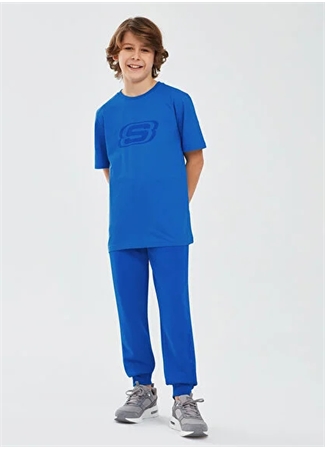 Skechers Düz Mavi Erkek Çocuk T-Shirt SK232080-403-Essential B T-Shirt