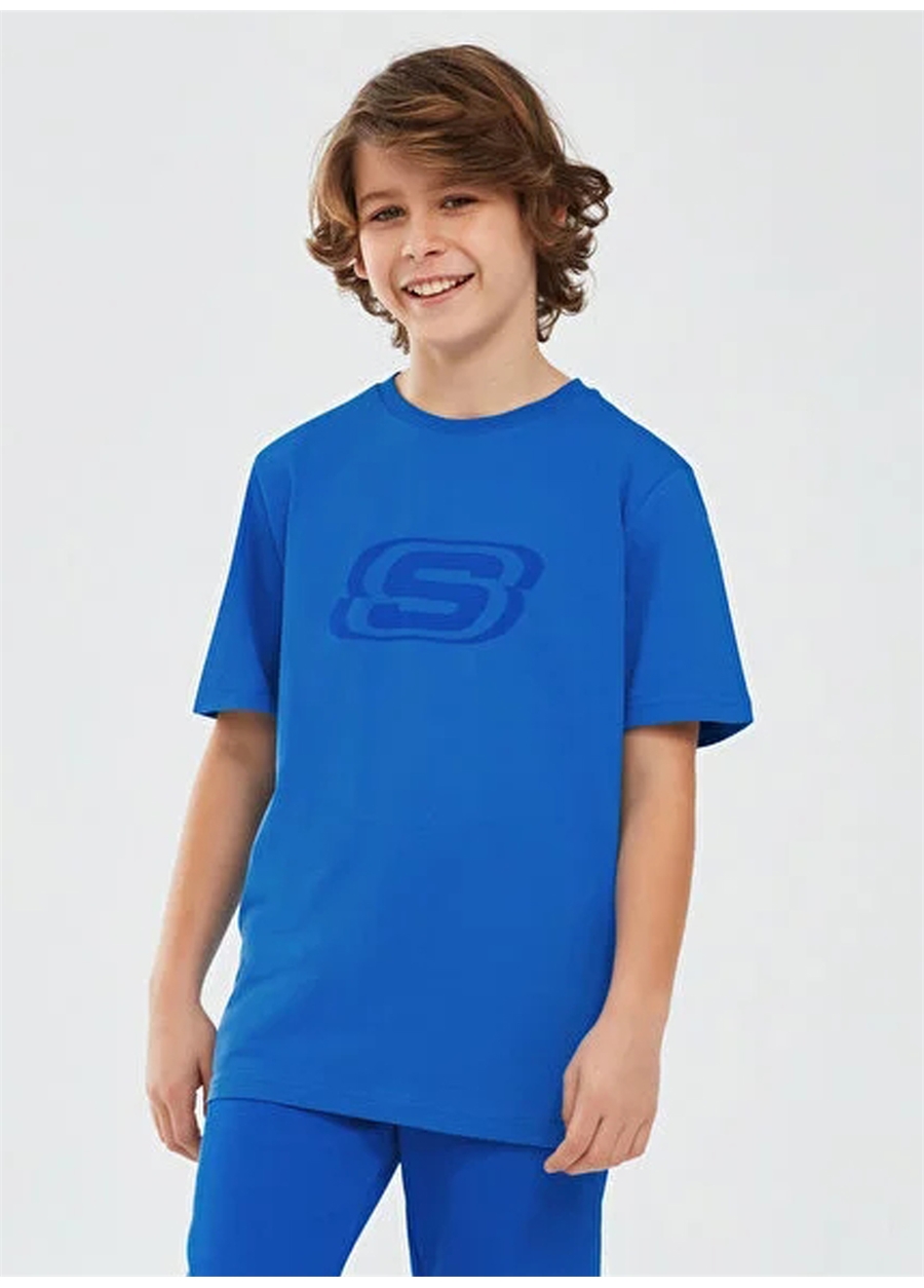 Skechers Düz Mavi Erkek Çocuk T-Shirt SK232080-403-Essential B T-Shirt_1