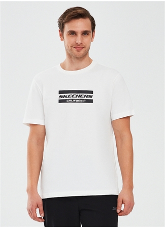 Skechers Kırık Beyaz Erkek Bisiklet Yaka Regular Fit T-Shirt S241056-102 Graphic