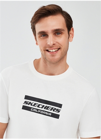 Skechers Kırık Beyaz Erkek Bisiklet Yaka Regular Fit T-Shirt S241056-102 Graphic_2