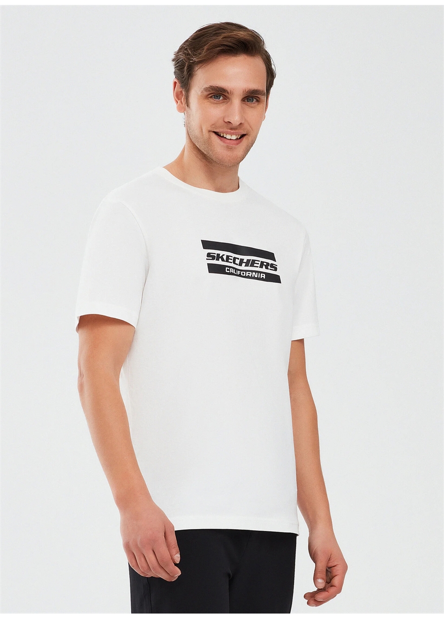 Skechers Kırık Beyaz Erkek Bisiklet Yaka Regular Fit T-Shirt S241056-102 Graphic_4