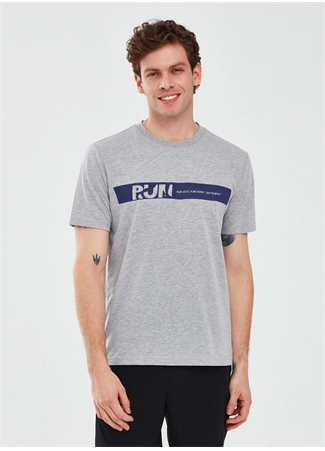 Skechers Gri Melanj Erkek Bisiklet Yaka Regular Fit T-Shirt S241009-036 Graphic_0