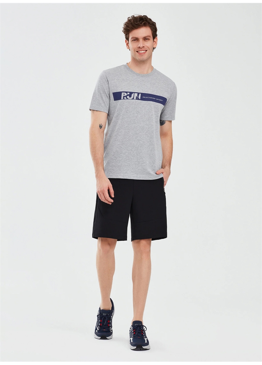 Skechers Gri Melanj Erkek Bisiklet Yaka Regular Fit T-Shirt S241009-036 Graphic_1