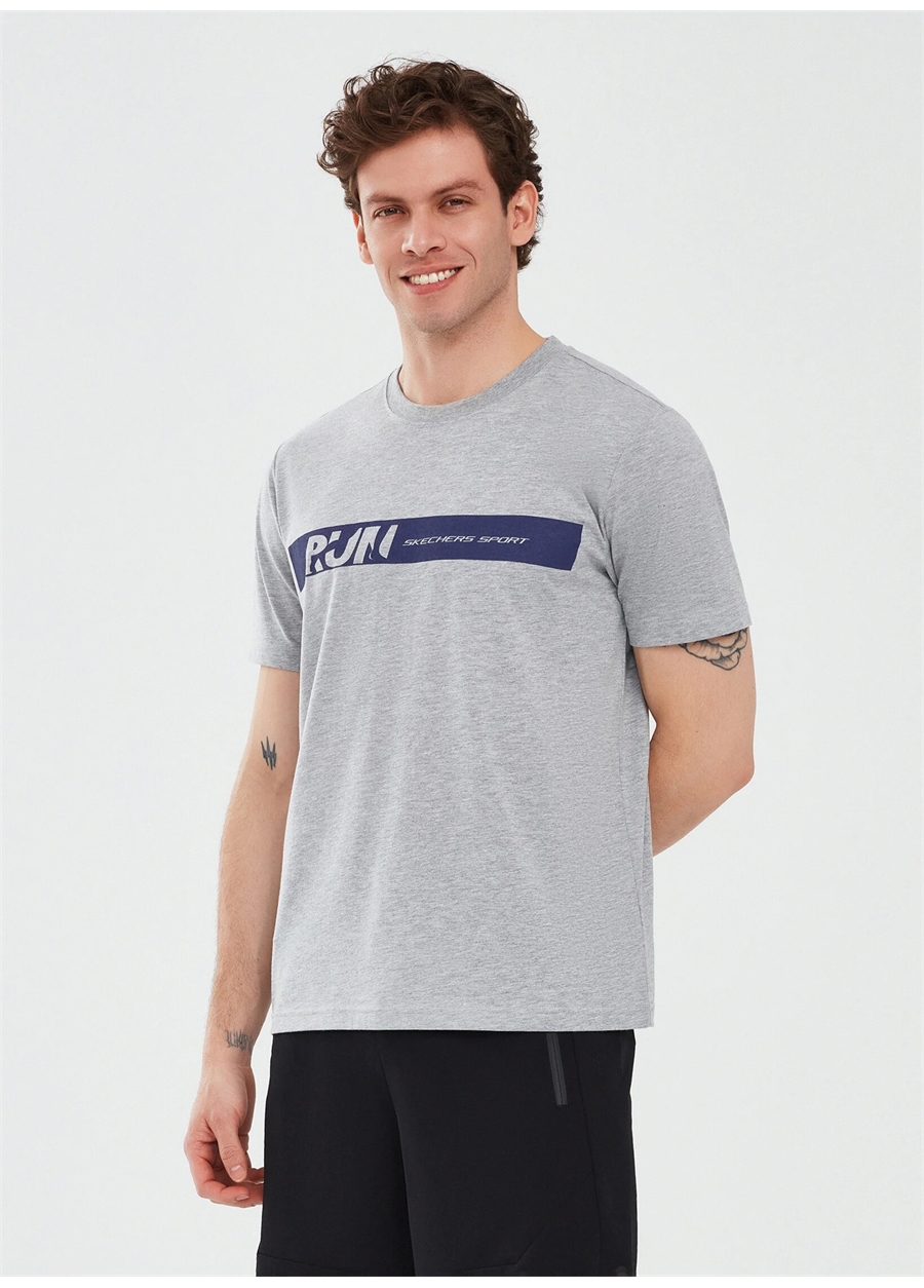 Skechers Gri Melanj Erkek Bisiklet Yaka Regular Fit T-Shirt S241009-036 Graphic_2