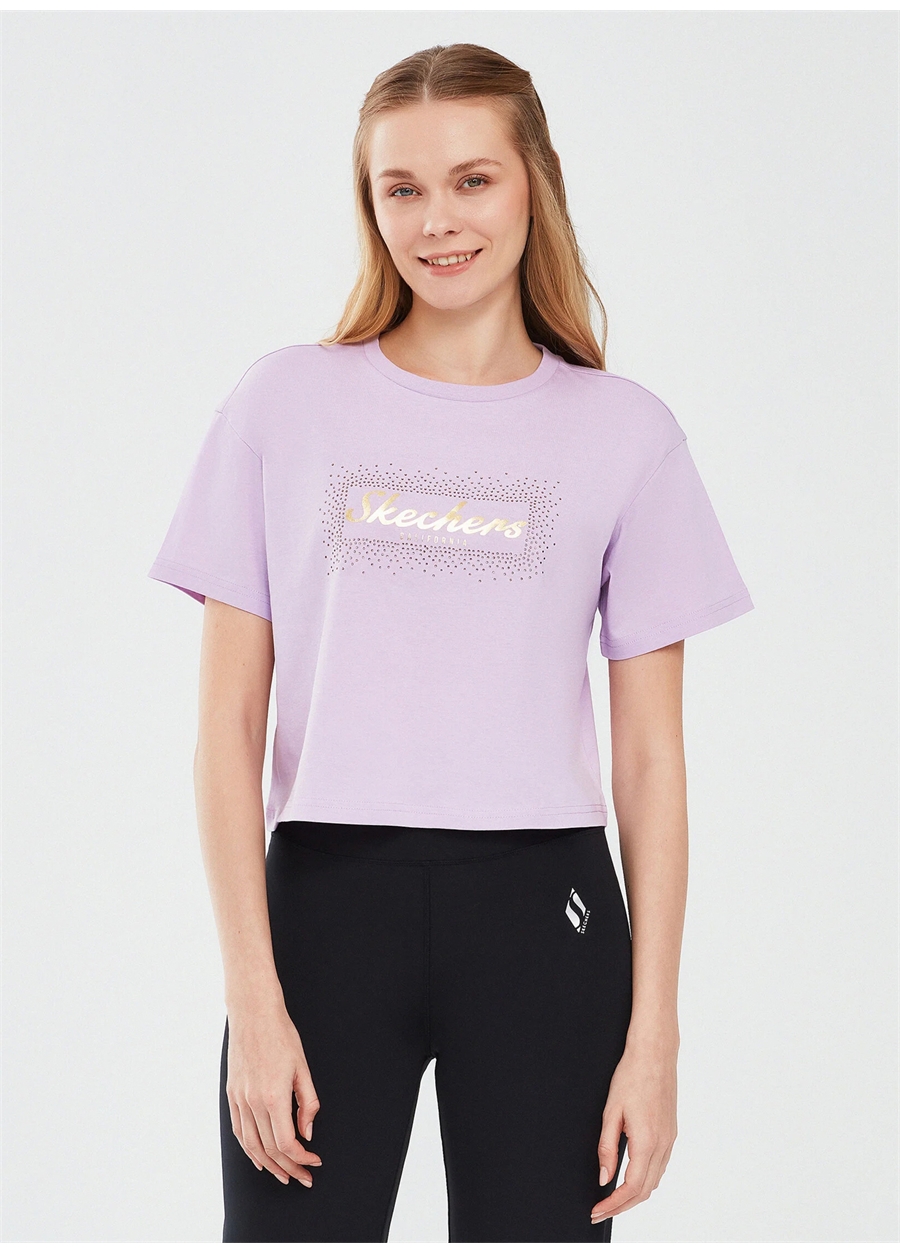Skechers Lila Kadın Bisiklet Yaka Regular Fit T-Shirt S221460-505 Graphic T-Shirt W Short