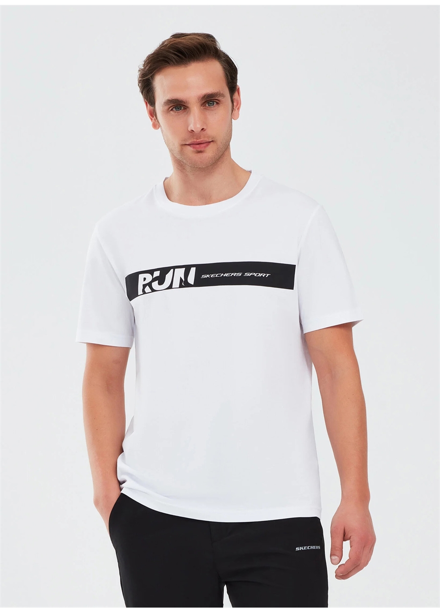 Skechers Beyaz Erkek Bisiklet Yaka Regular Fit T-Shirt S241009-100 Graphic T-Shirt M Short_0