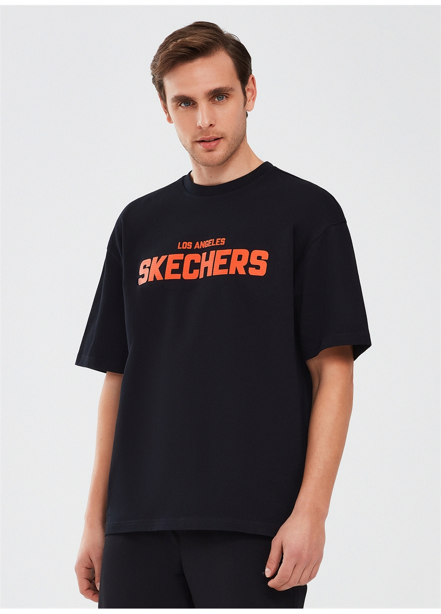 Skechers Siyah Erkek Bisiklet Yaka Oversized T-Shirt S241070-001_1