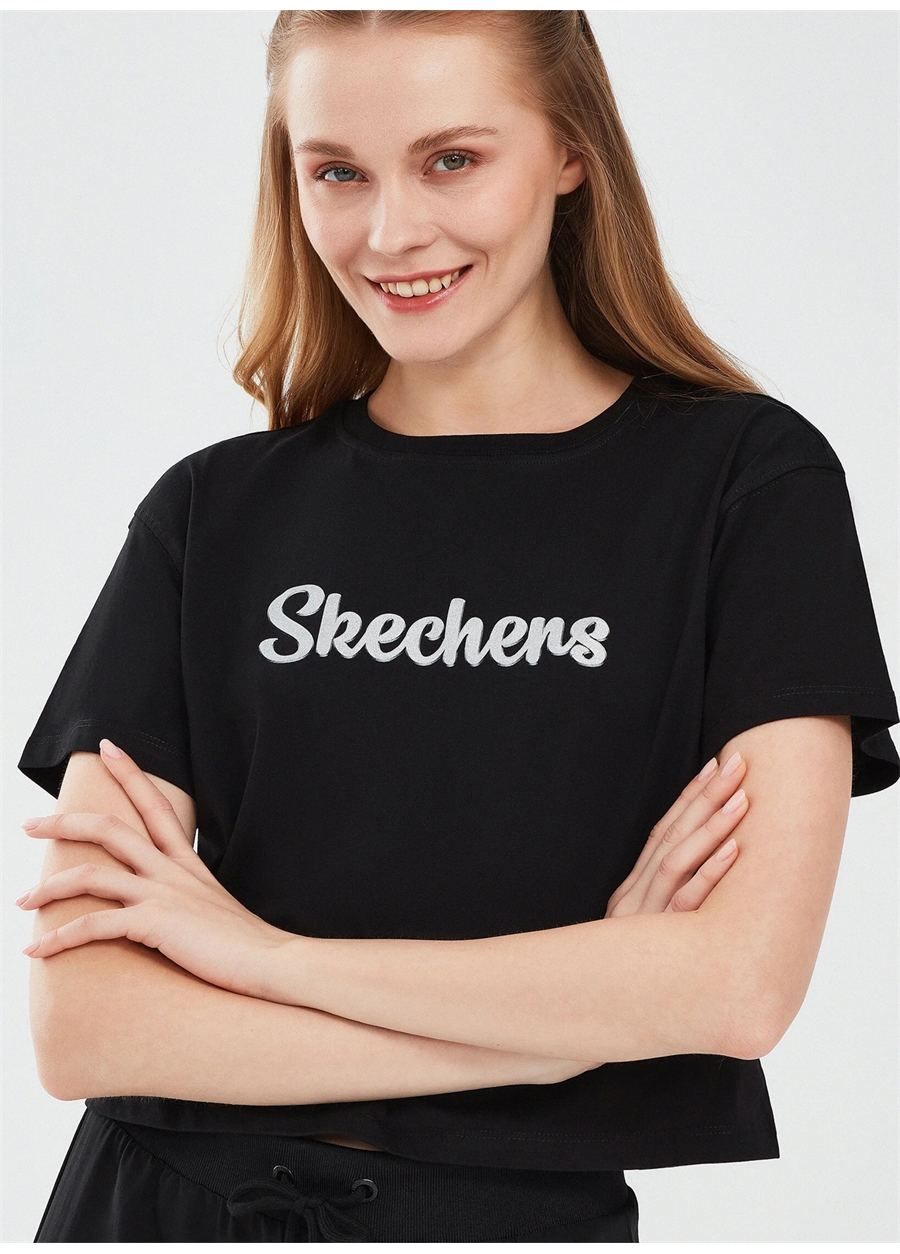 Skechers Siyah Kadın Bisiklet Yaka Loose Fit T-Shirt S241212-001 Graphic W_3