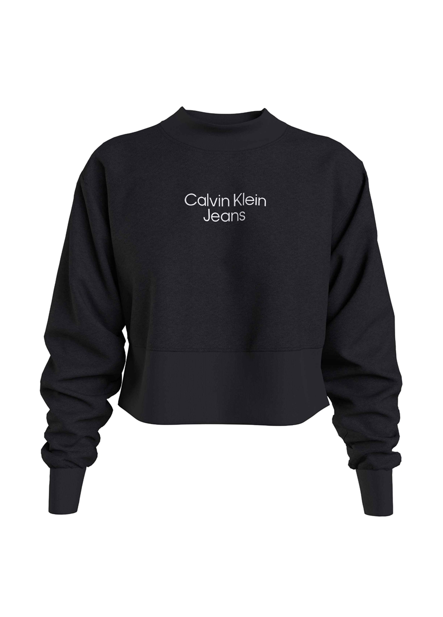 Calvin Klein Jeans Bisiklet Yaka Düz Siyah Kadın Sweatshırt J20J221466BEH