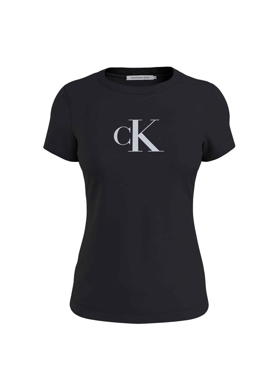 Calvin Klein Jeans Bisiklet Yaka Baskılı Siyah Kadın T-Shirt J20J2223430GO