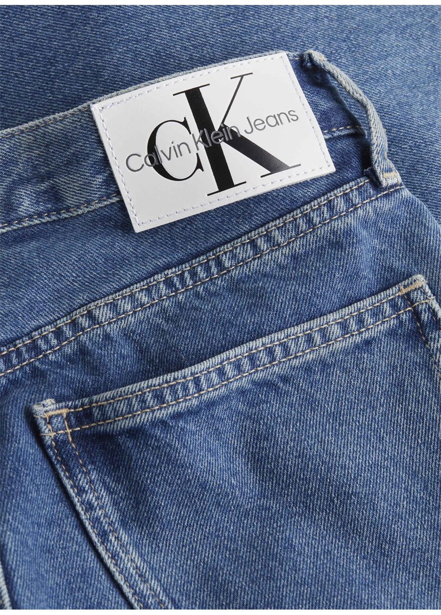 Calvin Klein Jeans Yüksek Bel Düz Paça Normal Mavi Kadın Denim Pantolon J20J2224431A4_1