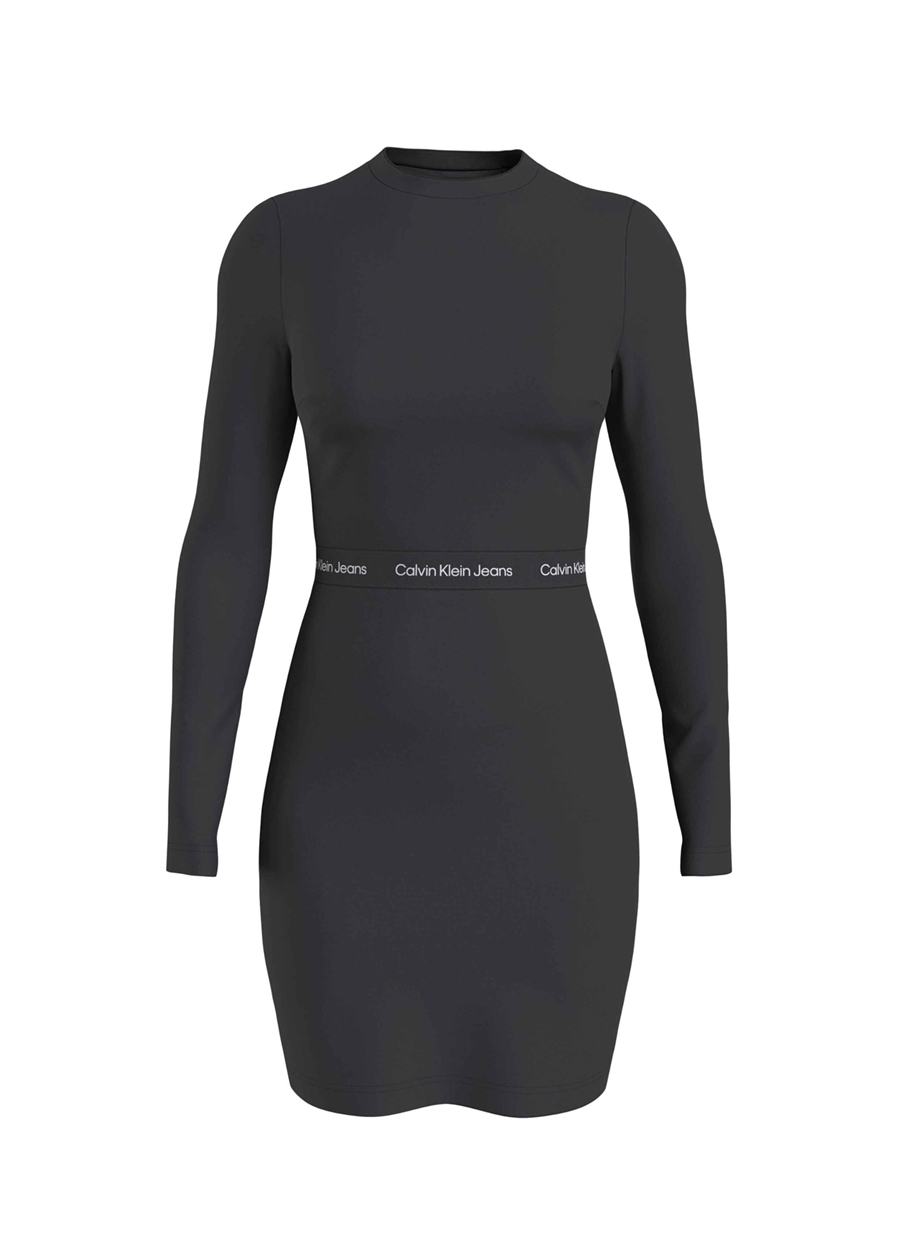Calvin Klein Jeans Yuvarlak Yaka Düz Siyah Kısa Kadın Elbise J20J222518BEH