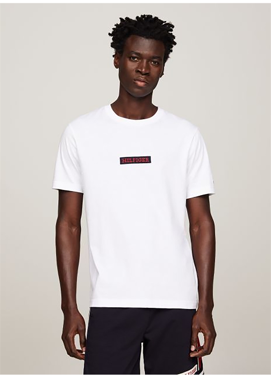 Tommy Hilfiger Bisiklet Yaka Beyaz Erkek T-Shirt MW0MW34373_0