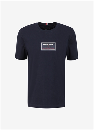 Tommy Hilfiger Bisiklet Yaka Mavi Erkek T-Shirt MW0MW34391