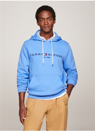 Tommy Hilfiger Kapüşon Yaka Mavi Erkek Sweatshırt MW0MW11599