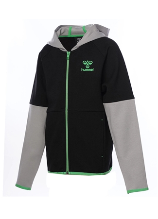 Hummel Kapüşon Yaka Düz Siyah - Gri Erkek Eşofman Üstü 921801-2001-HMLLUTHER ZIP HOODIE_1