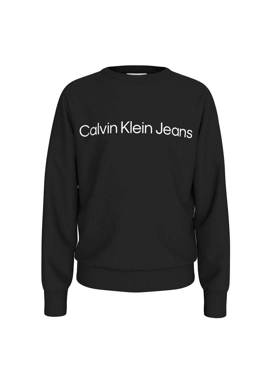 Calvin Klein Düz Erkek Siyah Sweatshırt INST. LOGO REGULAR CN