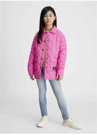 Calvin Klein Pembe Kız Çocuk Mont QUILTED WIDE OVERSHIRT_0