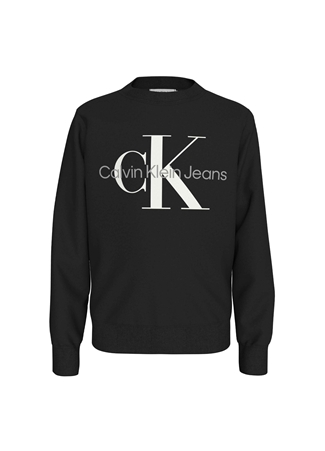 Calvin Klein Baskılı Erkek Siyah Sweatshırt CK MONOGRAM TERRY CN_0