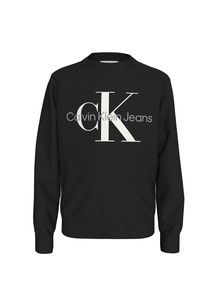Calvin Klein Baskılı Erkek Siyah Sweatshırt CK MONOGRAM TERRY CN